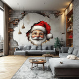 Product preview featuring Santa Claus breaking through a cracked wall in a printed 3D optical illusion