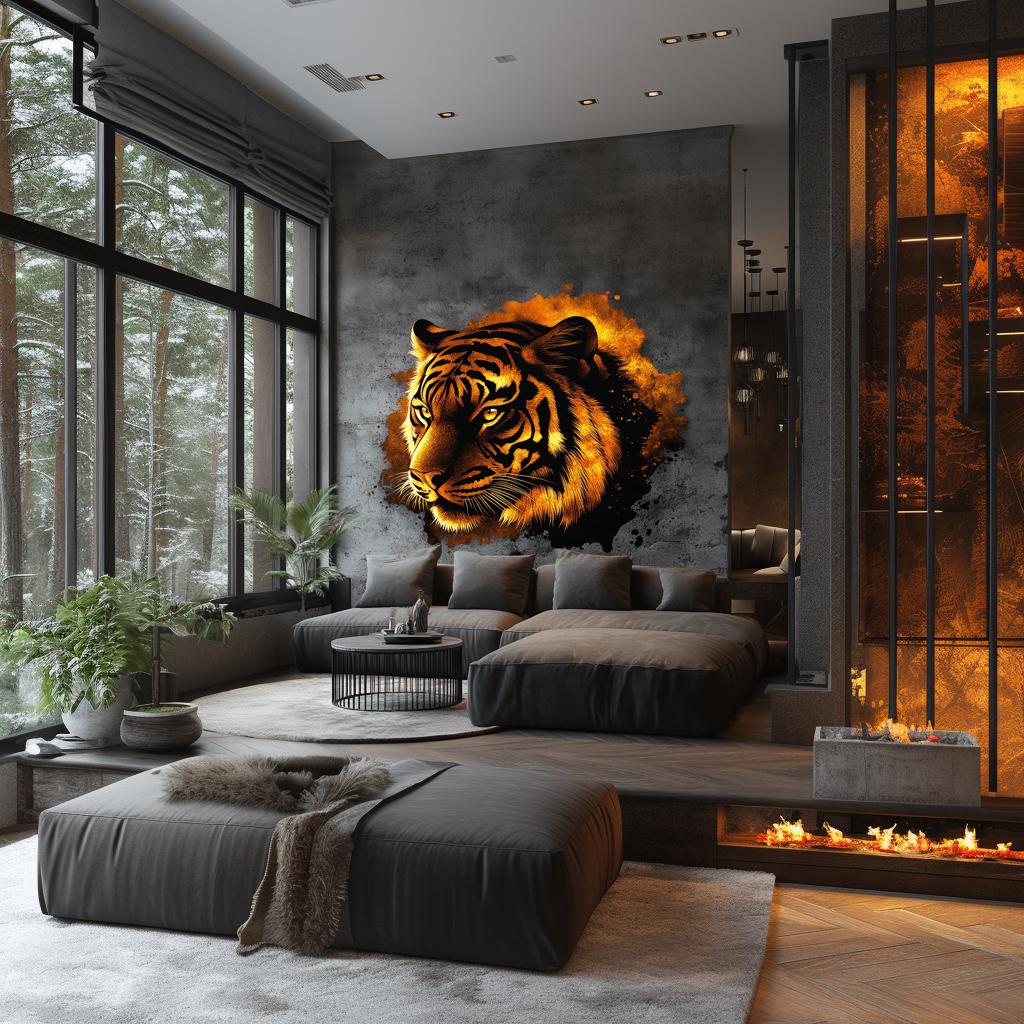 Printed vinyl decal artwork showing the fiery tiger face artwork shown in the product gallery