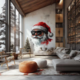 Cool Santa Wall Decal featuring dark sunglasses, red hat and abstract background Christmas wall decal for seasonal