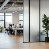 Roll of frosted adhesive vinyl film for smooth glass door and window coverage