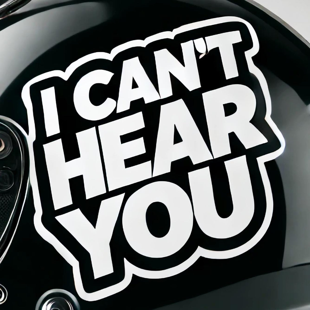 Alternate product view of I Cant Hear You Helmet Sticker.