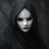 Product presentation view of 3D Printed Ornate Gothic Masquerade Mask.
