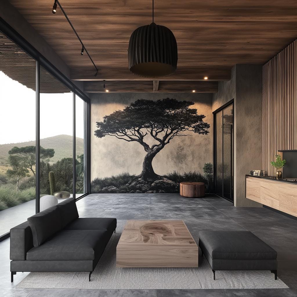 Large Tree Wall Decal featuring detailed branches and textured printed effects