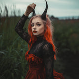 3D printed dark fantasy gothic demon horns headband with curved points on a lightweight headband