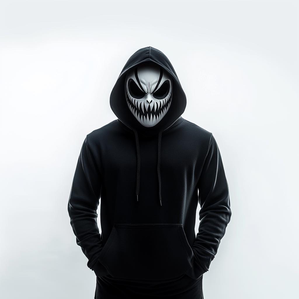 Grinning Demon Cosplay Mask featuring sharp teeth, deep eye openings and a horror style full face