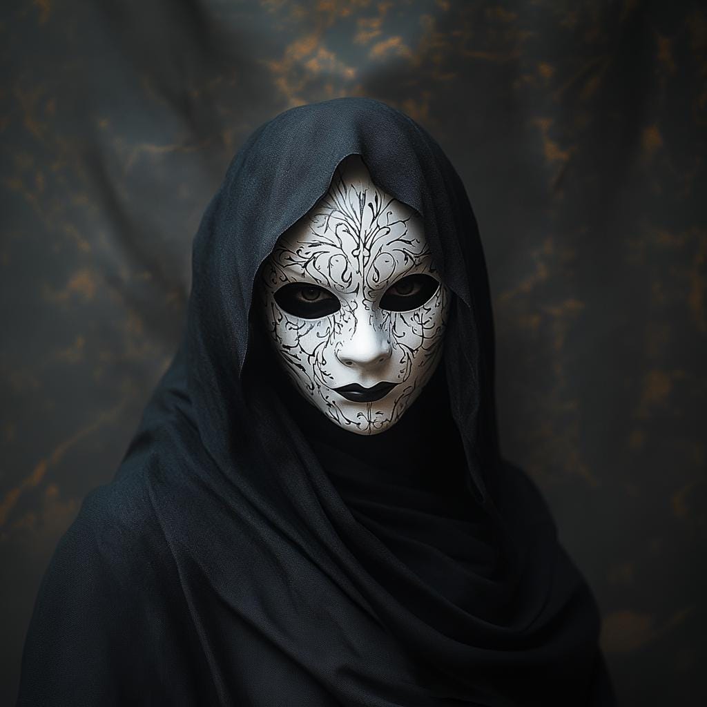 Alternate product presentation of 3D Printed Ornate Gothic Masquerade Mask.