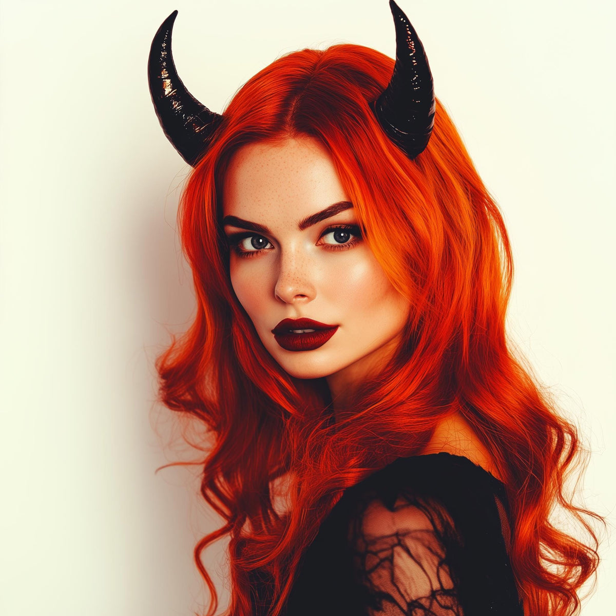Additional product detail of 3D Printed Black Devil Horns Headband.