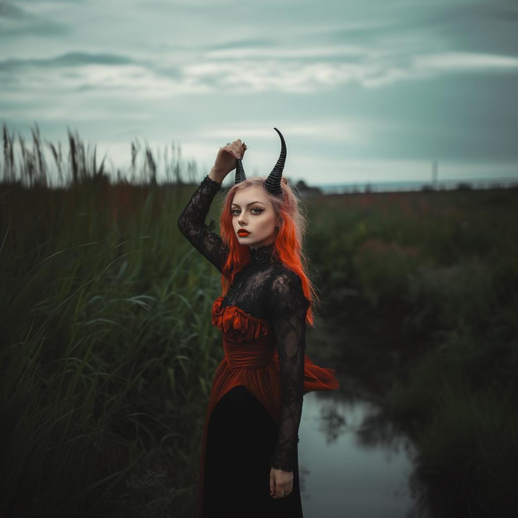 Dark Fantasy Gothic Demon Horns Headband featuring curved points on a lightweight headband