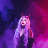Product presentation view of 3D Printed Devil Horns Headband.