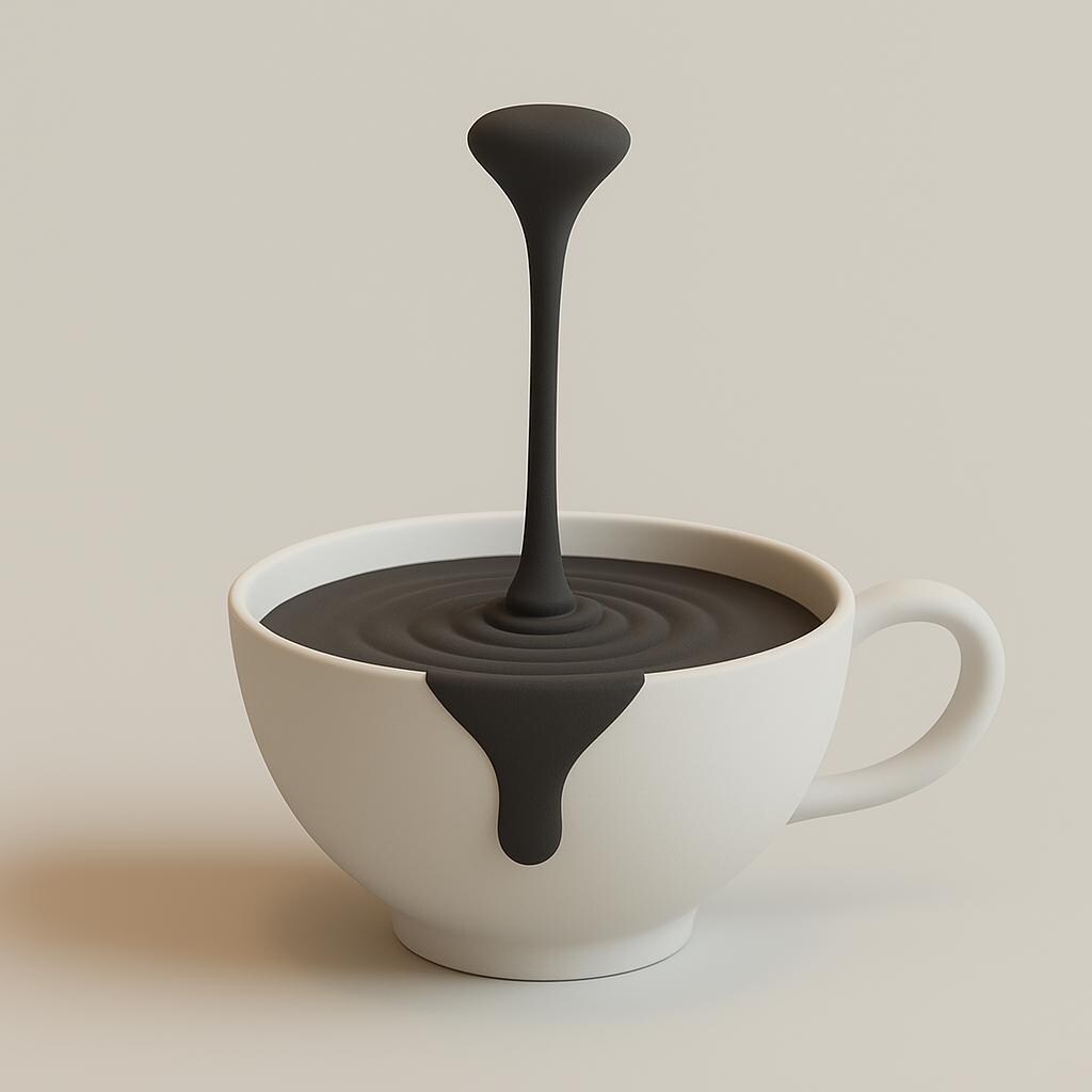 Floating Coffee Drop Sculpture featuring drip effect running down the cup