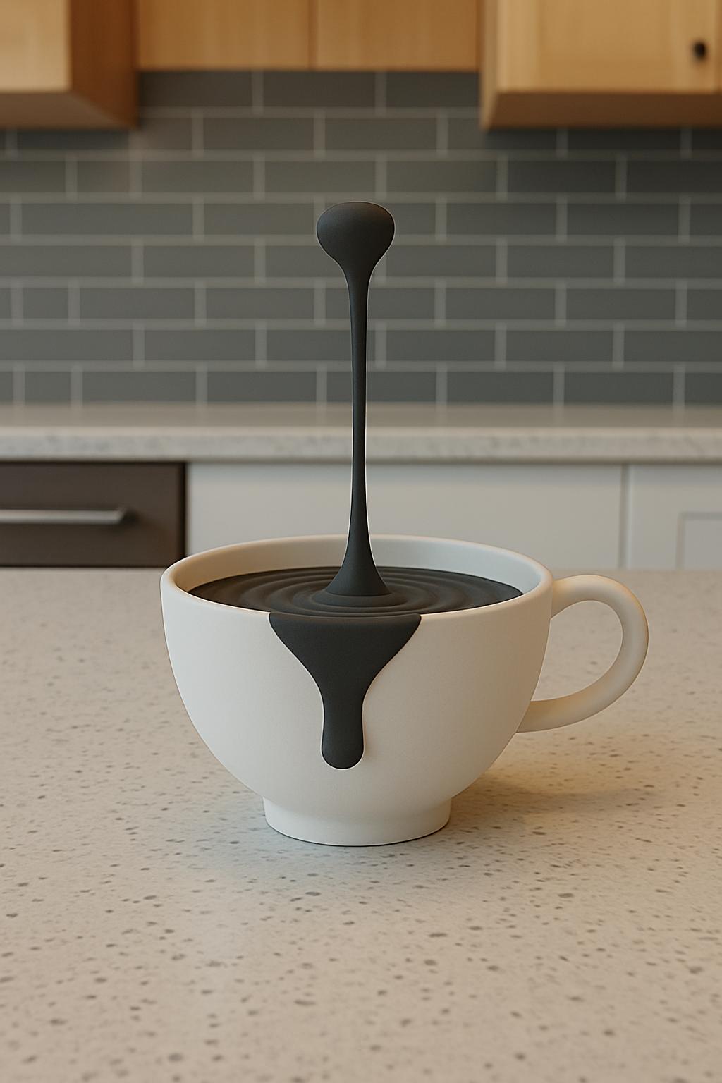 Additional product presentation of Floating Coffee Drop Sculpture.