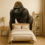Gorilla Jungle Wall Decal featuring a large, realistic gorilla wall decal on a beige wall