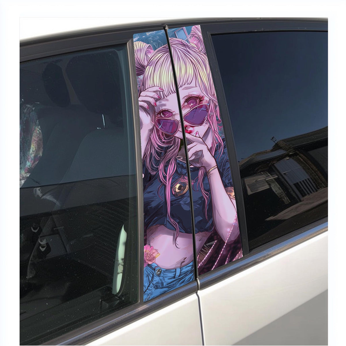 Alternate product view of Anime Girl B-Pillar Car Sticker.