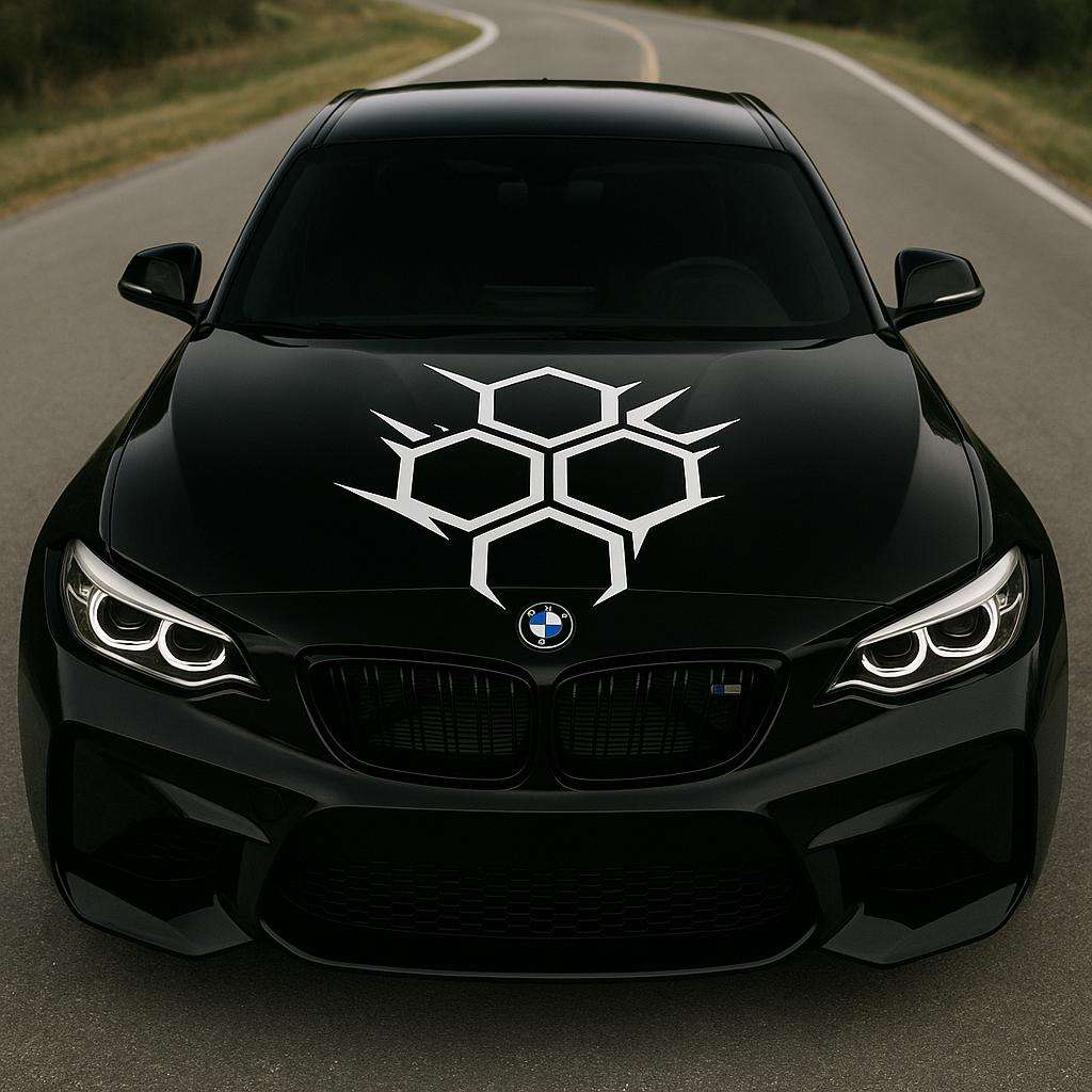 Alternate product presentation of Honeycomb Hood Car Decal.