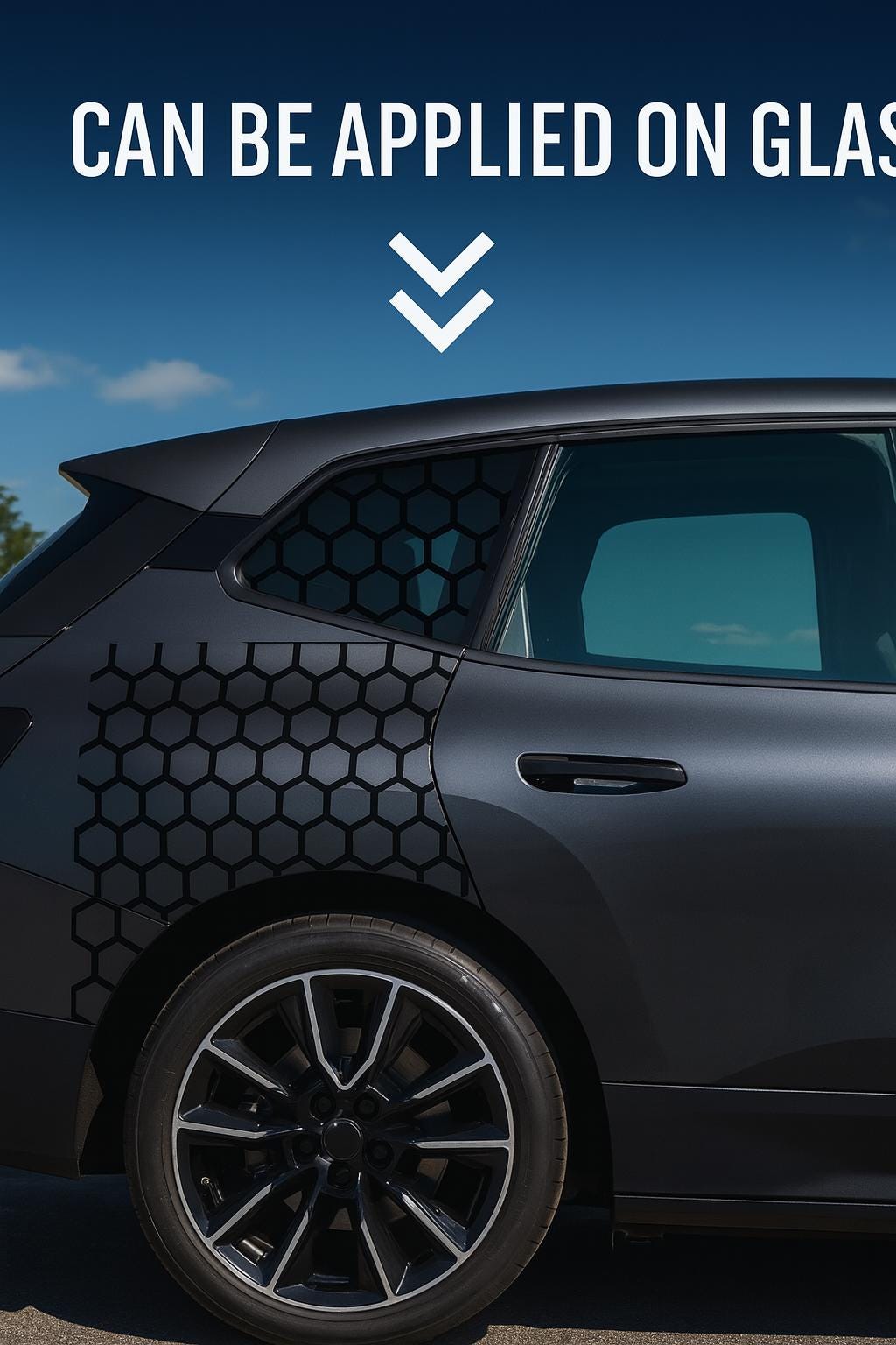 Alternate product presentation of 2x Honeycomb Window Decals for Cars.