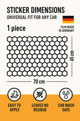 Cut vinyl car window graphics showing two black cut vinyl honeycomb graphics for automotive glass