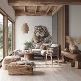 Pallas Cat Wall Decal featuring a realistic manul cat resting on a rock