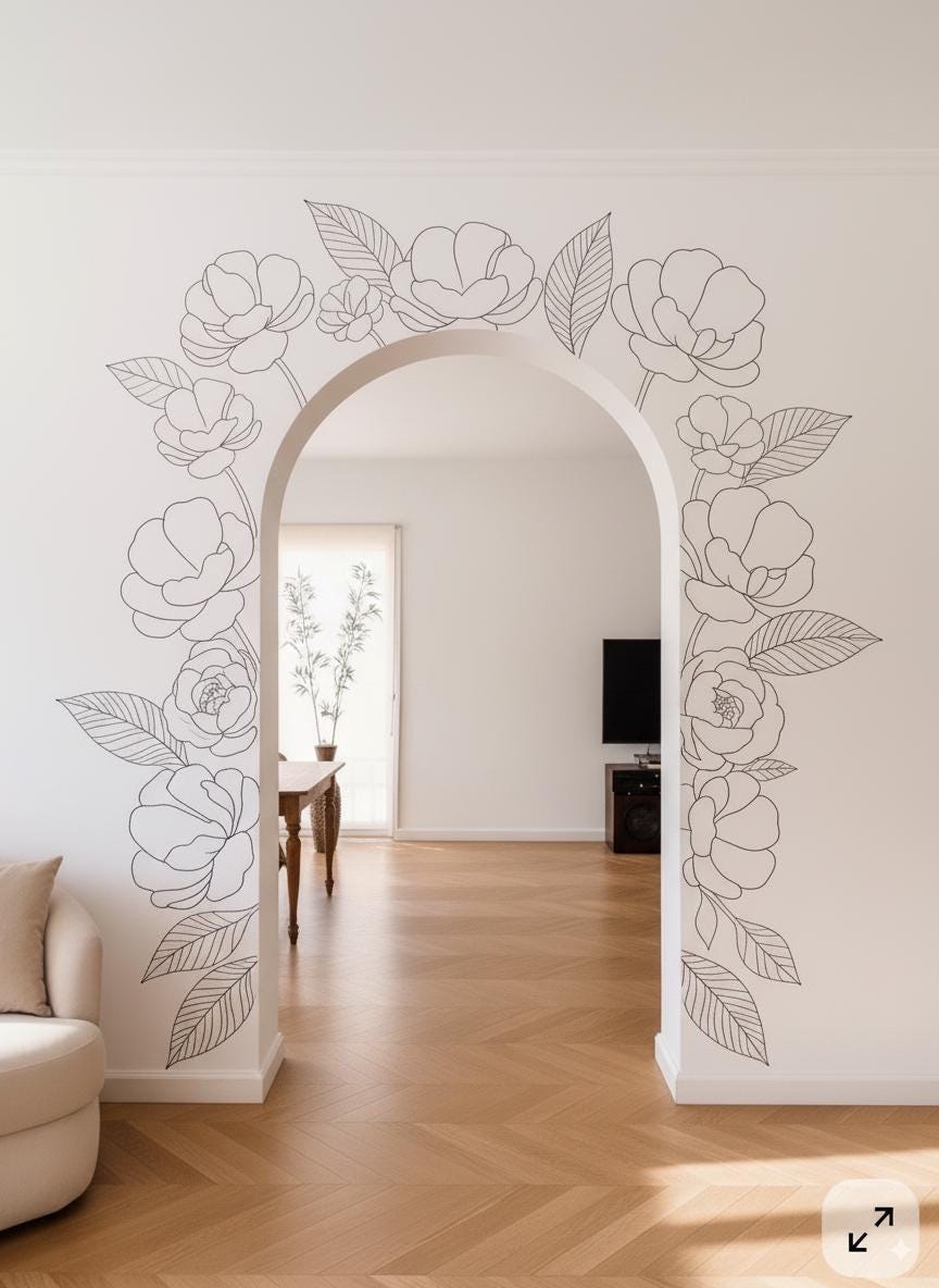 Product detail view of Floral Wall Decal Set.