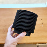3D printed Ribbed Black Planter with vertical ribbed grooves
