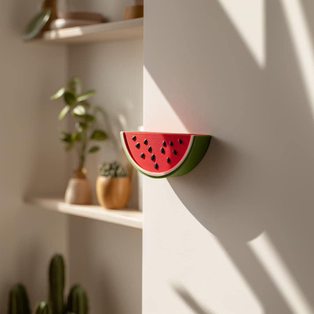 3D printed Watermelon Wall Shelf with seeds and rind