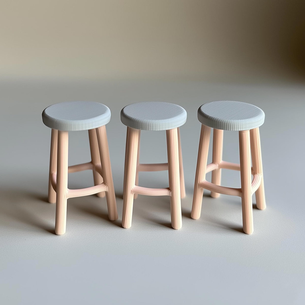 Alternate product presentation of 3D Printed 1:12 Bar Stool Set of 3.