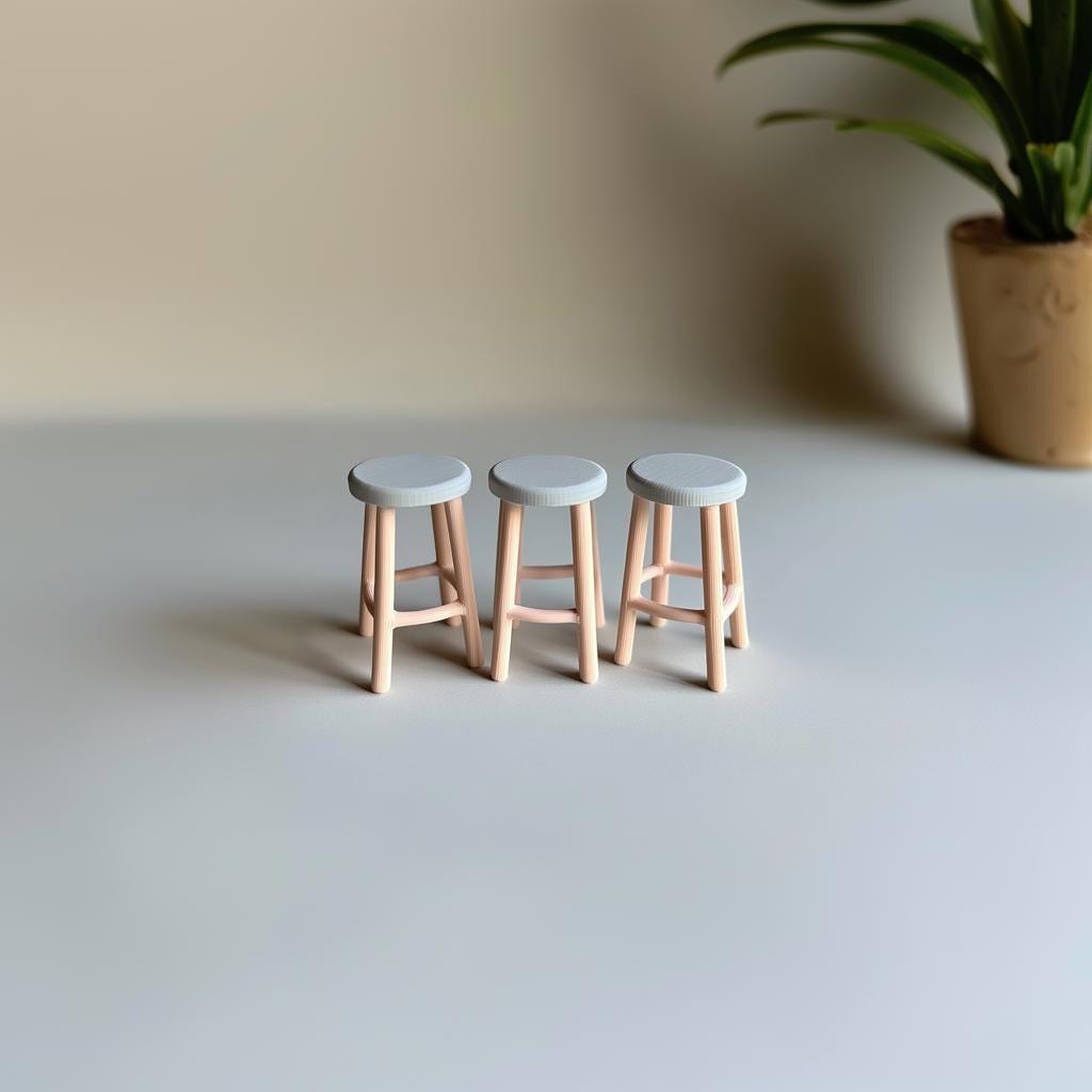 Additional product presentation of 3D Printed 1:12 Bar Stool Set of 3.