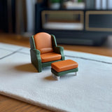 Product presentation view of 3D Printed 1:12 Modern Chair and Ottoman.