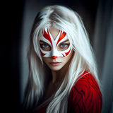 Kitsune Half Mask featuring pointed ears and Japanese folklore facial markings
