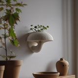 3D printed Mushroom Pot Display Wall Shelf with finely ribbed cap and gills