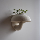 Fungi inspired plant pot display shelf featuring molded mushroom gill texture