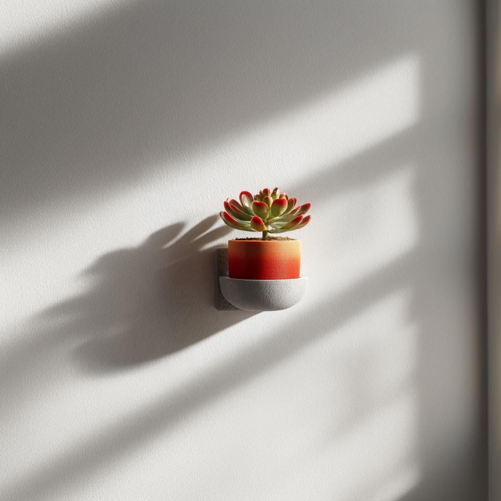 Mug Planter Wall Shelf featuring small plant in a colorful pot