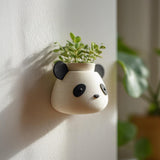 3D printed panda shaped wall planter with rounded facial features