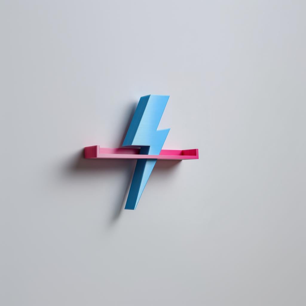 3D printed Lightning Bolt Wall Shelf with lightning bolt support beneath a floating display ledge