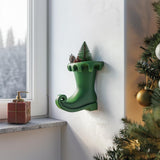 Elf Boot Wall Vase featuring curled elf boot form with an opening for dried or faux stems