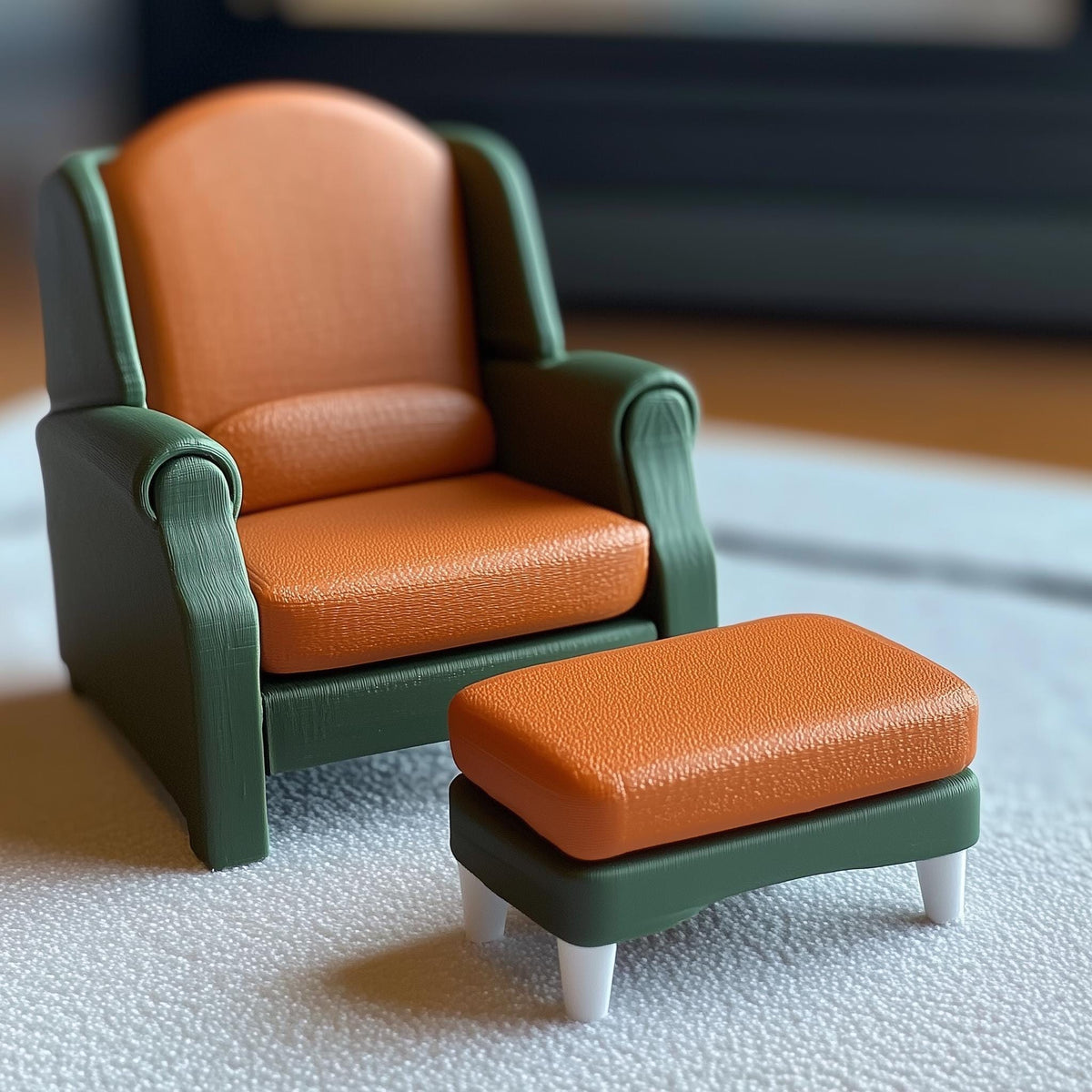Additional product detail of 3D Printed 1:12 Modern Chair and Ottoman.