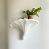 3D printed turkey tail wall shelf with gill like grooves