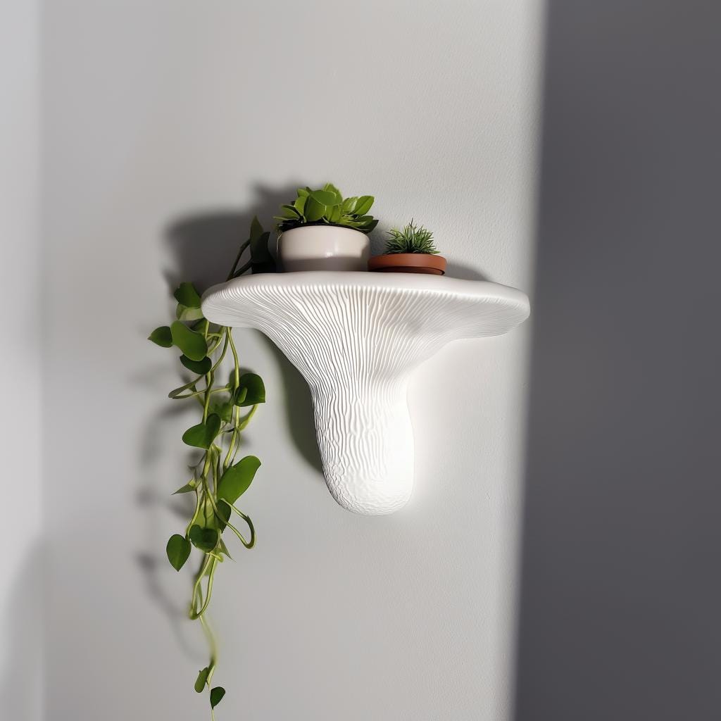 Additional product view of 3D Printed Layered Mushroom Wall Shelf.