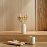 Ribbed Dry Flower Vase featuring vertical texture, holding dried grasses