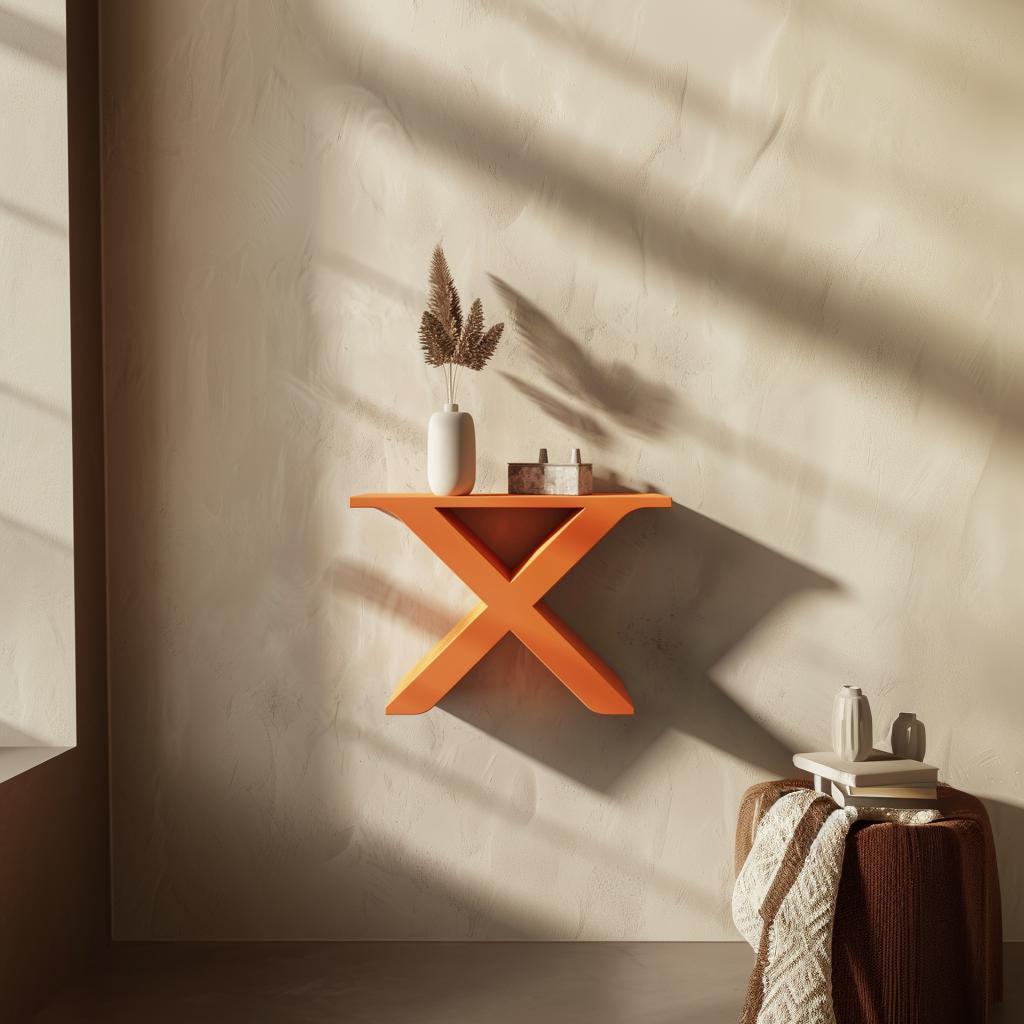 Geometric X Wall Shelf featuring matte finish