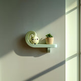 3D printed Kawaii Spiral Wall Shelf with small figure and plant placed on top