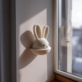 3D printed Bunny Wall Pocket with long ears and a small semicircular pocket below