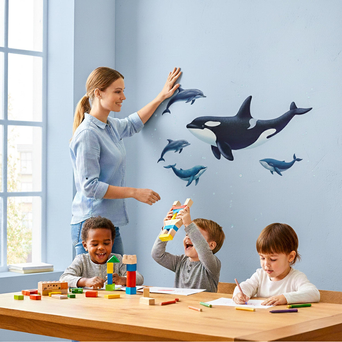 Additional product presentation of Whale Wall Decal.