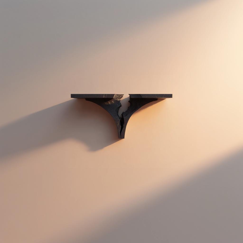 3D printed Broken Rift Wall Shelf with dramatic broken rift design in the center