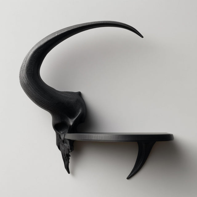 Ram Skull Wall Shelf featuring compact floating display ledge