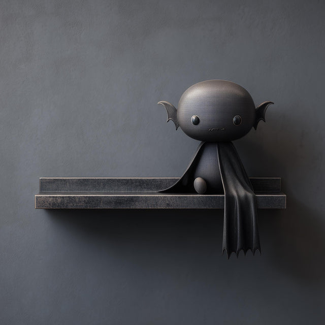 Vampire Bat Wall Shelf featuring cute dark fantasy bat support beneath a display ledge