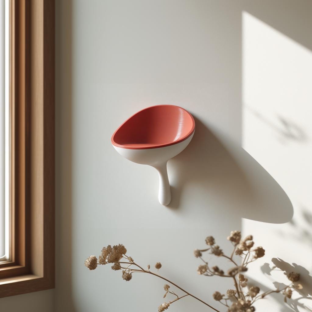 Scoop Wall Catchall Shelf featuring rounded stem support