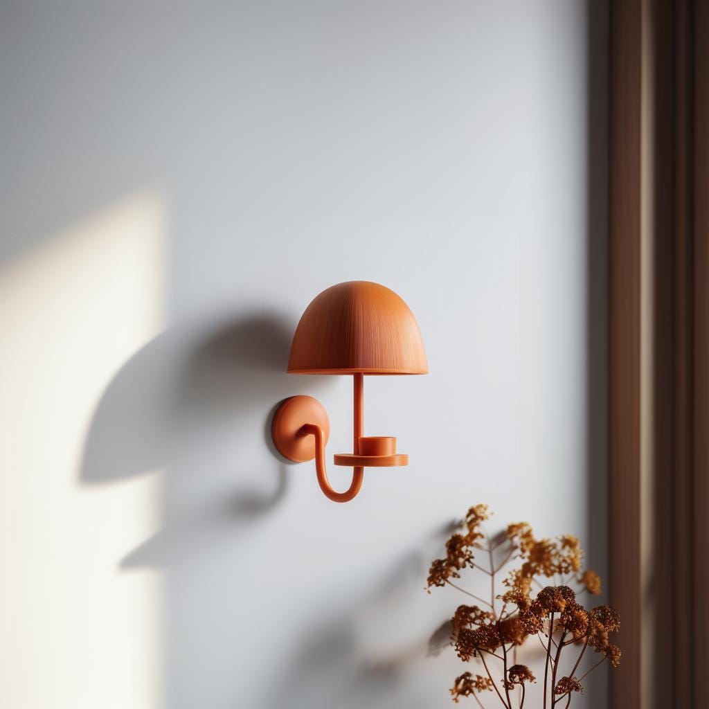 3D printed Mushroom LED Candle Wall Shelf with domed shade and small round platform