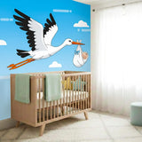Product gallery view of Stork With Baby Wall Decal.