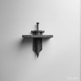 3D printed Removable Sword Wall Shelf with stone like sword passing vertically through a flat shelf