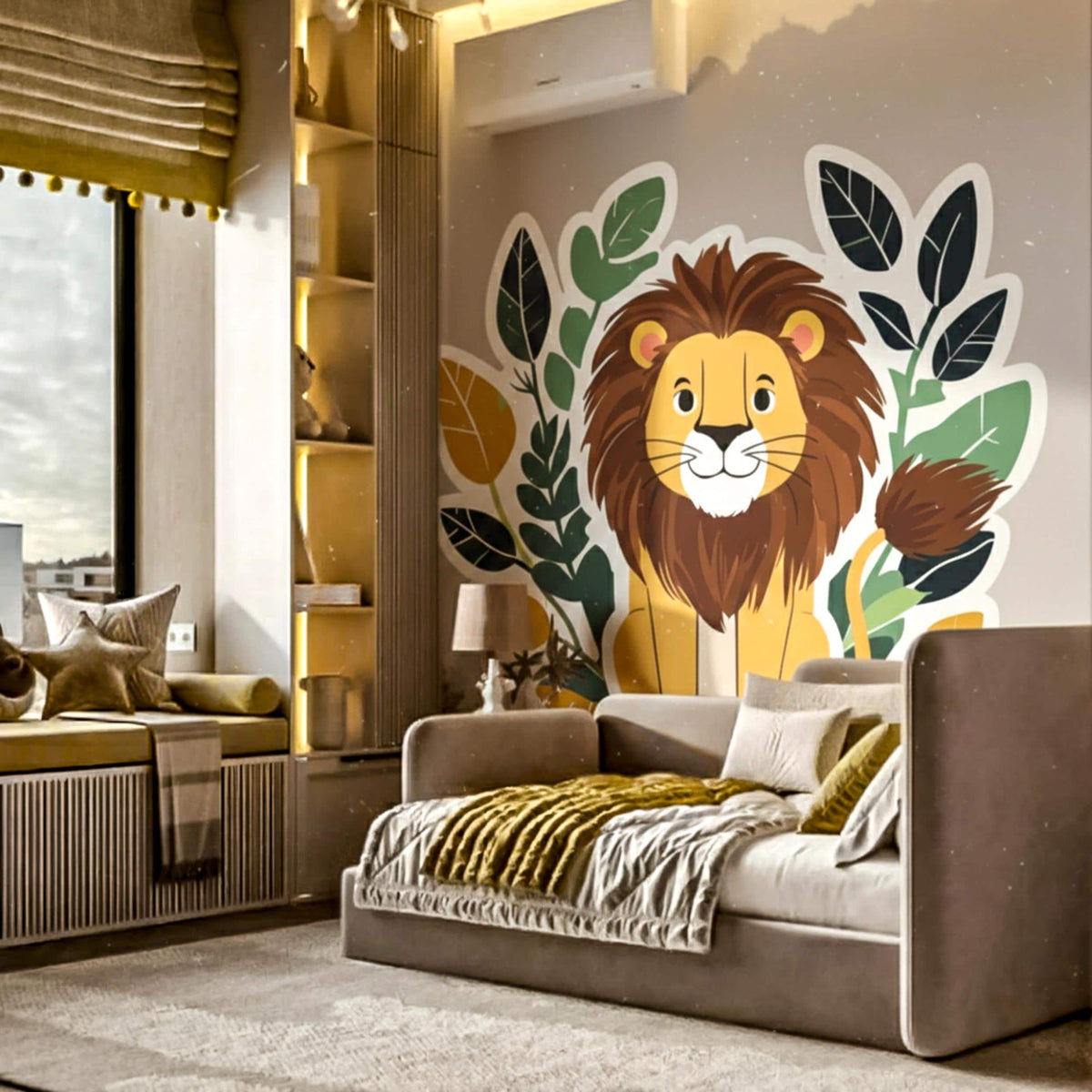 Product detail view of Friendly Lion Wall Decal.